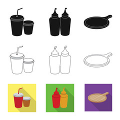 Vector design of pizza and food icon. Collection of pizza and italy stock vector illustration.