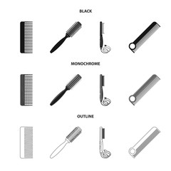 Fototapeta premium Vector design of brush and hair symbol. Set of brush and hairbrush vector icon for stock.