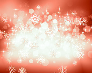 snowflakes and stars descending on background
