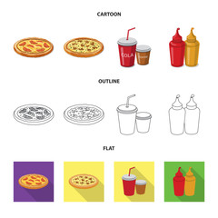 Vector illustration of pizza and food symbol. Collection of pizza and italy stock symbol for web.