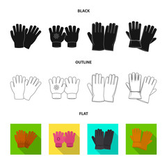 Isolated object of glove and winter sign. Set of glove and equipment stock vector illustration.