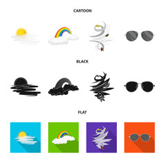 Vector design of weather and climate sign. Collection of weather and cloud stock symbol for web.