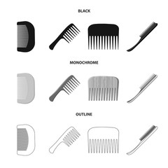 Vector design of brush and hair icon. Set of brush and hairbrush stock symbol for web.