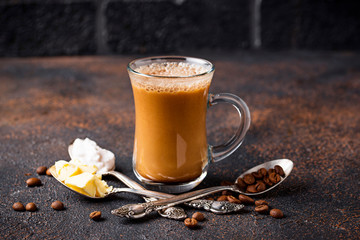 Bulletproof coffee. Ketogenic low carb drink