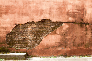 Old brick orange wall pattern texture