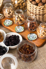 Healthy dried fruits and walnuts fruits