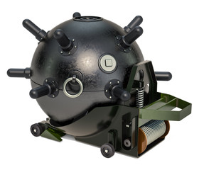 Naval mine or contact mine. 3D rendering