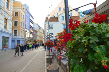 one of the main streets of the old city in Riga, latvia