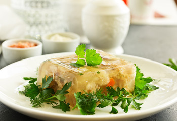 meat jelly. Ukrainian food.