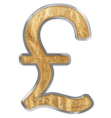 British pound sterling symbol, isolated on white background, 3D render