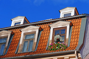 detail of a building in the old town of Riga, Latvia