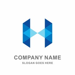 Monogram Letter H Geometric Triangle Cube Architecture Construction Business Company Stock Vector Logo Design Template