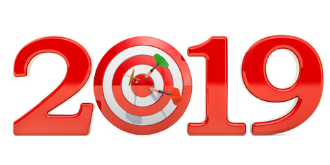 Fototapeta premium Target and mission of 2019 New Year concept, 3D rendering