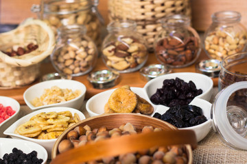 Healthy dried fruits and walnuts fruits 