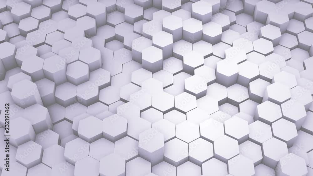 Wall mural abstract hexagon geometric intro. animated surface loop footage. light bright and clean hexagonal gr