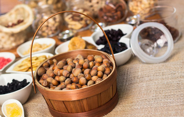 Healthy dried fruits and walnuts fruits 