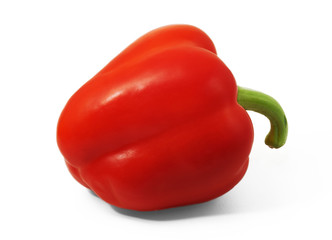 Red bell peper in horizontal position on white background