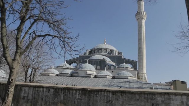 Amazing domes and minaret of Kilic Ali Pasha Mosque, Istanbul landmark, Turkey