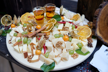 Table with food. Buffet dishes