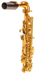 Side View of Alto Saxo isolated Over Pure White Background