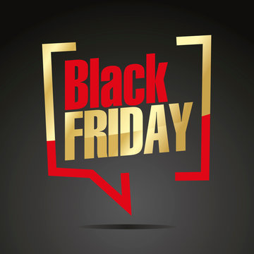 Black Friday sale in brackets gold red black sticker icon