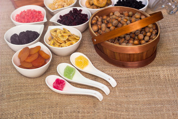 Healthy dried fruits and walnuts fruits