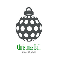 Logotipo con texto Christmas Ball con patrón de círculos en bola de color gris