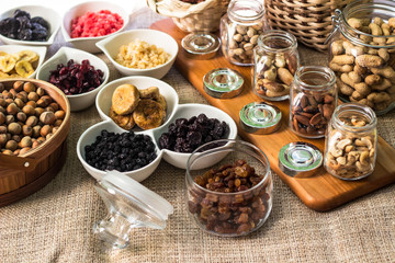 Healthy dried fruits and walnuts fruits 