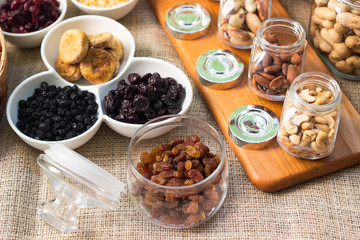 Healthy dried fruits and walnuts fruits 