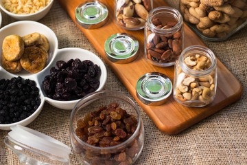 Healthy dried fruits and walnuts fruits 