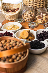 Healthy dried fruits and walnuts fruits