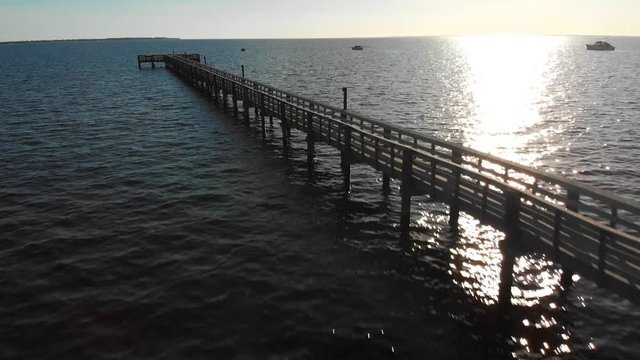 Florida pier on the ocean bay
