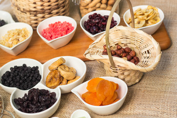 Healthy dried fruits and walnuts fruits 