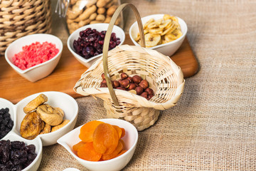 Healthy dried fruits and walnuts fruits 