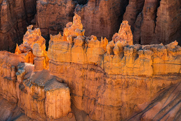 Some Bryce Canyon hoodoos in morning sunshine.