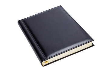 Black luxury notebook isolated on white without shadow