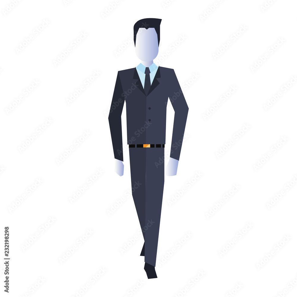 Poster businessman character on white background