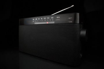 Black portable fm radio receiver