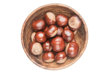 Chestnuts for Christmas isolated on white background