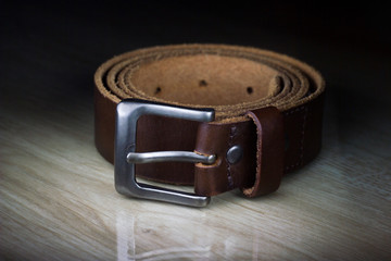 Brown leather belt