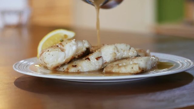 Close up, haddock dish