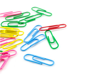 Pile of color clips on white background