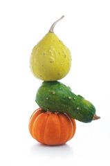 colorful decorative pumpkins on a white background