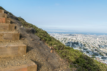 Fototapeta premium Wood stair way of San Francisco twin peaks