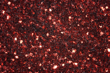 Glitter dust decorative plastic red close up