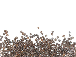 Coffee beans on isolated white background.