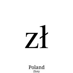 Obraz premium Black Zloty currency symbol isolated on white background
