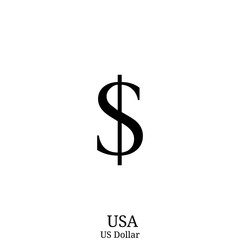 Black  US Dollar currency symbol isolated on white background