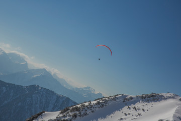 Panoramic view of paraglider over the Austrian Apls