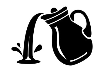 Jug pour out milk or water canister. Simple logo.